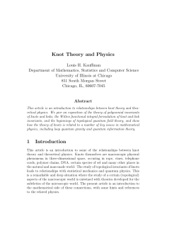 Knot Theory and Physics 1 Introduction