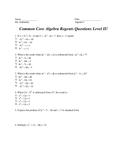 Common Core Algebra I Regents Questions You MUST Be Able To
