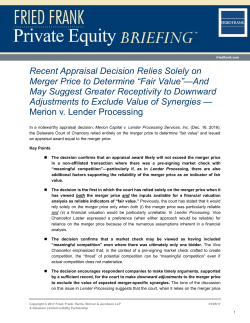 Recent Appraisal Decision Relies Solely on Merger