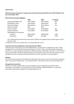 2014 2013 % change Group profit before tax* &pound;357