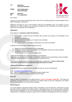 Covering letter to all applicants