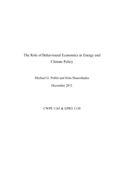 The Role of Behavioural Economics in Energy and Climate Policy