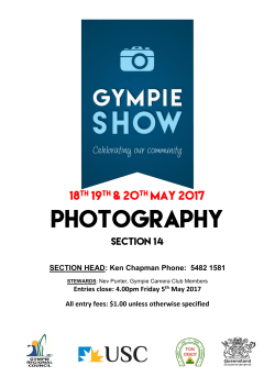 SECTION HEAD: Ken Chapman Phone: 5482 1581 Entries close