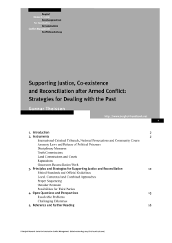 Supporting Justice, Co-existence and Reconciliation after Armed