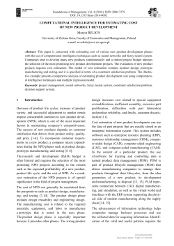 COMPUTATIONAL INTELLIGENCE FOR ESTIMATING COST OF