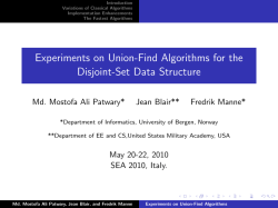 Experiments on Union-Find Algorithms for the Disjoint