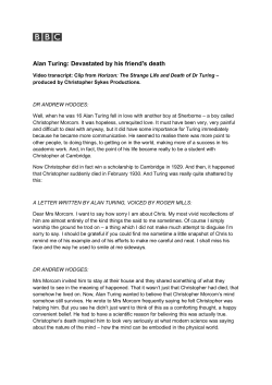 Alan Turing: Devastated by his friend`s death