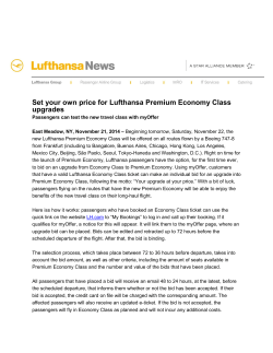 Set your own price for Lufthansa Premium Economy Class upgrades