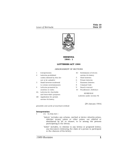 Lotteries Act 1944 - Bermuda Laws Online