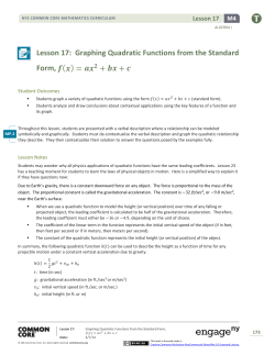 Lesson 17: Graphing Quadratic Functions from the
