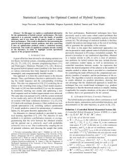 Statistical Learning for Optimal Control of Hybrid Systems