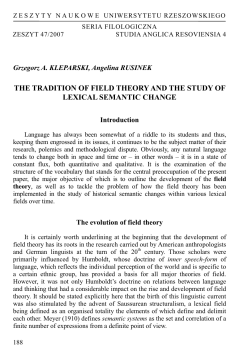 the tradition of field theory and the study of lexical semantic change