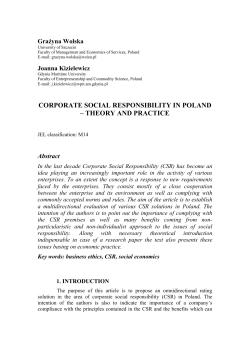 CORPORATE SOCIAL RESPONSIBILITY IN POLAND &ndash; THEORY