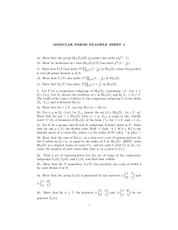 MODULAR FORMS EXAMPLE SHEET 4 1a. Show that the group