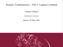 Analytic Combinatorics &ndash; Part I: Laplace`s method