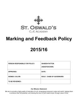 Marking and Feedback - St Oswald`s Academy
