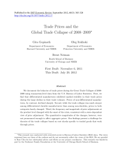 Trade Prices and the Global Trade Collapse of 2008&ndash;2009