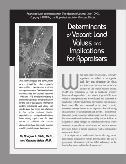 Determinates of Vacant Land Values and Implications for Appraisers