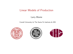 Linear Models of Production