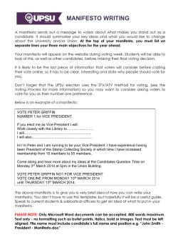 manifesto writing - University of Portsmouth Students` Union