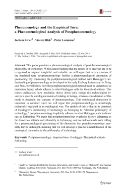 Phenomenology and the Empirical Turn: a Phenomenological