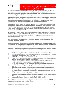Sub-Contractors Health, Safety and Environmental Competency