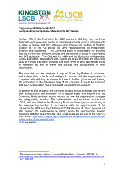 Safeguarding Compliance Checklist for Governors