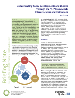 Framework: Interests, Ideas and Institutions