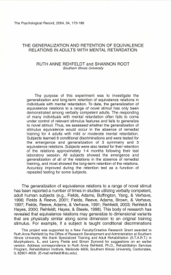 The Generalization and Retention of Equivalence Relations in
