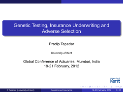 Genetic Testing, Insurance Underwriting and Adverse Selection
