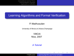 Learning Algorithms and Formal Verification