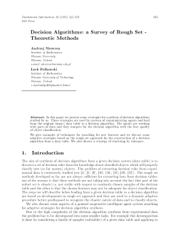 Decision Algorithms: a Survey of Rough Set