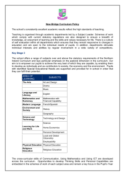 Curriculum Policy - New-Bridge Integrated College