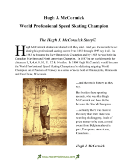 Hugh J. McCormick World Professional Speed Skating Champion