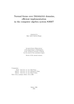 Normal forms over DEDEKIND domains, efficient implementation in