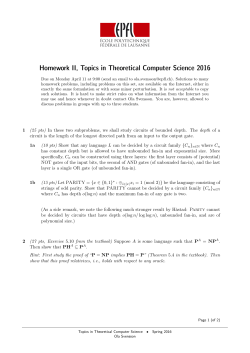 Homework II, Topics in Theoretical Computer Science 2016
