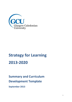 Strategy for Learning 2013-2020 Summary and Curriculum