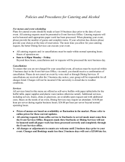 Policies and Procedures for Catering and Alcohol