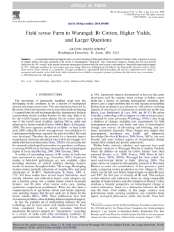 Field versus Farm in Warangal: Bt Cotton, Higher Yields