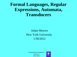 Formal Languages, Regular Expressions, Automata, Transducers