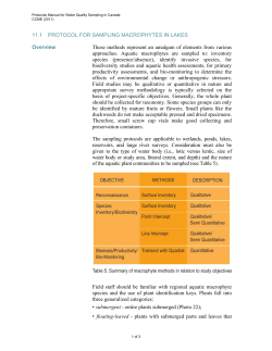 11.1 Protocol for sampling macrophytes in lakes