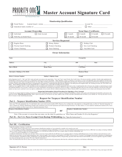 Master Account Signature Card
