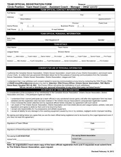 Team Official Registration Form