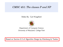 CMSC 451: The classes P and NP