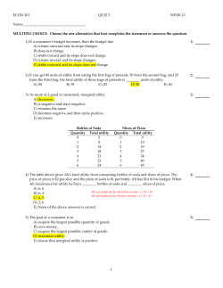 ECON 201 QUIZ 3 WEEK 13