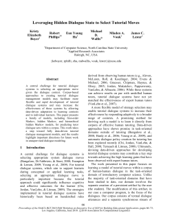 Leveraging Hidden Dialogue State to Select Tutorial Moves