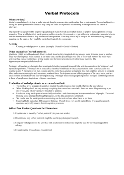 NOTES - Verbal Protocols - International School Bangkok