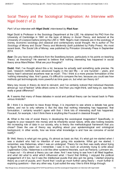 Social Theory and the Sociological Imagination: An Interview with