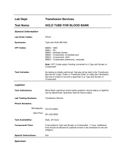 Hold Tube for Blood Bank