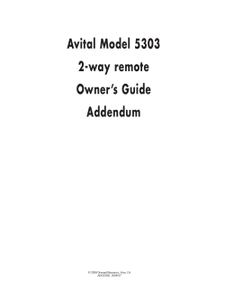 Avital Model 5303 2-way remote Owner`s Guide Addendum